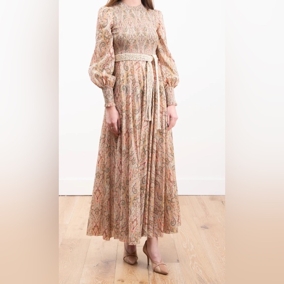 Zimmermann Freja Cut Out Dress crochet belt maxi dress ruched size Womens 2 - Picture 1 of 1